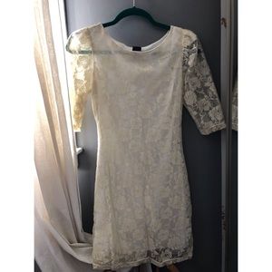 FIRE LA ROSE PATTERN DRESS OFF WHITE SIZE S